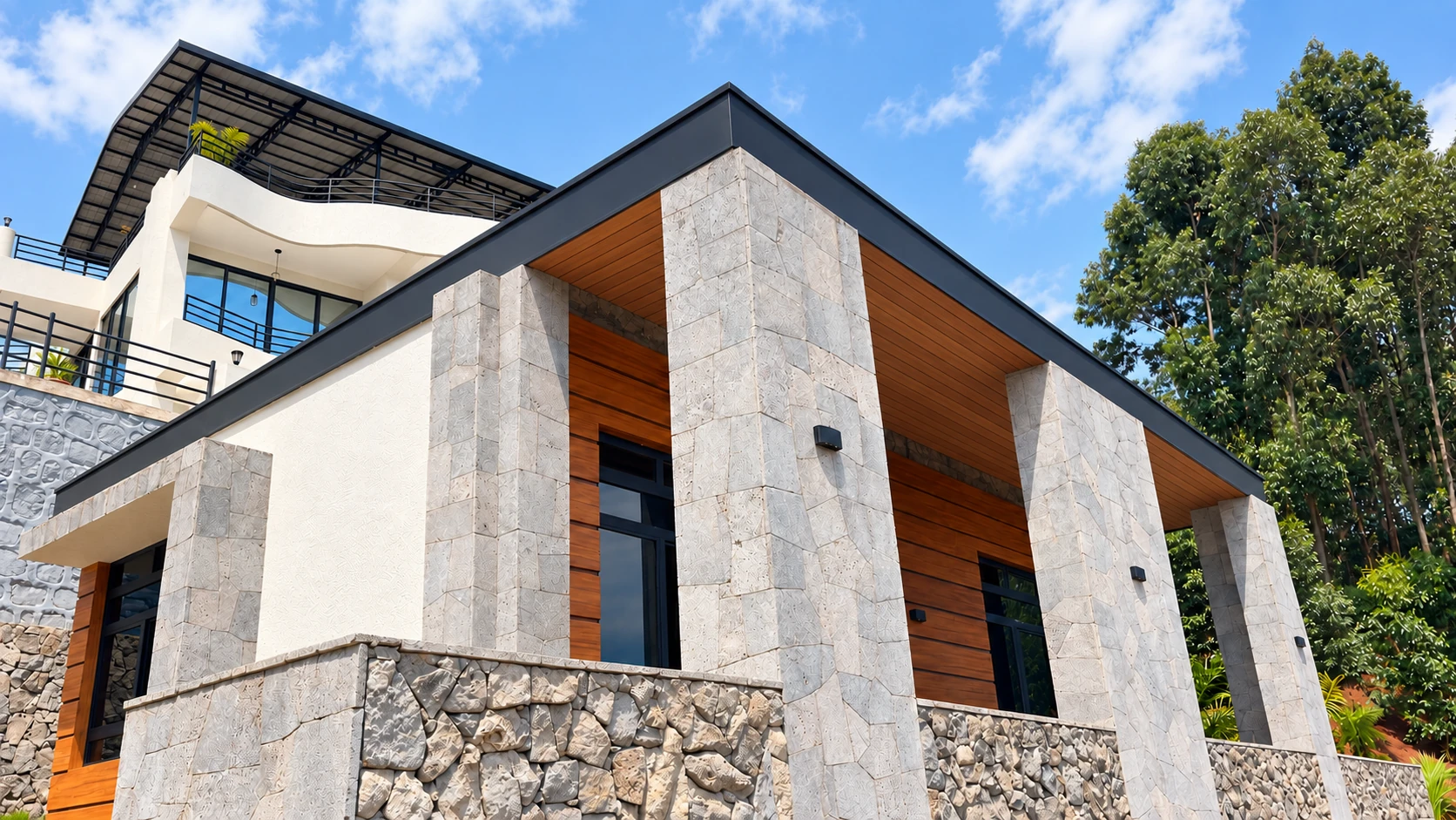Connection Hotel — Exterior finishes and retaining works